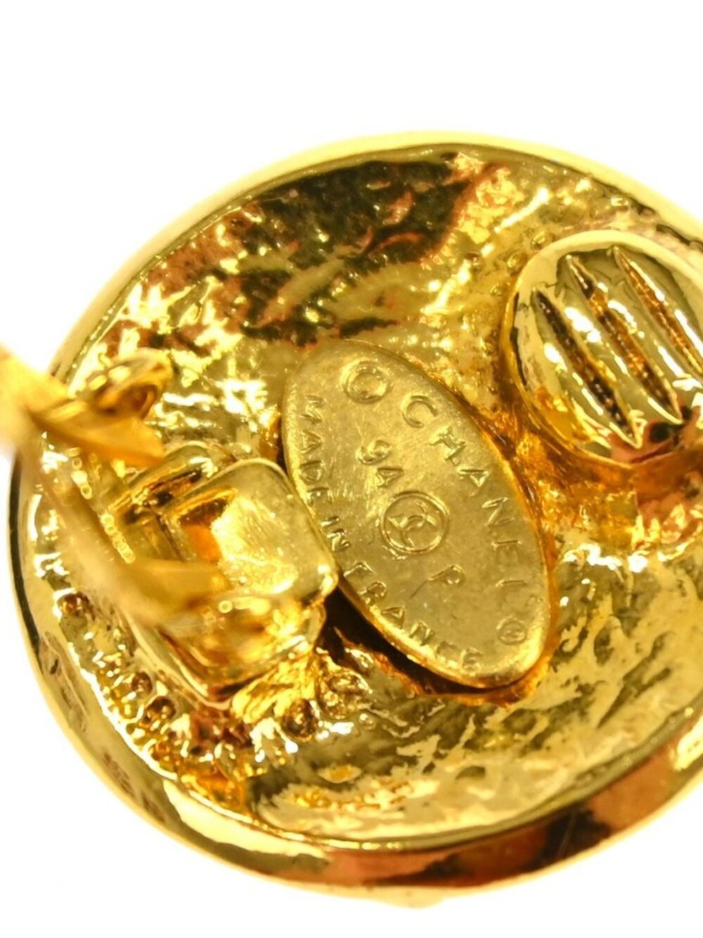 Chanel Button Clip-On Earrings Gold 94P NQ06216 - Picture 9 of 11